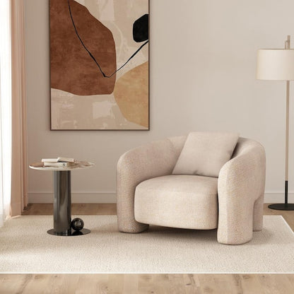 Sylvie Accent Armchair, Gray Linen, Square Modern Gold Base