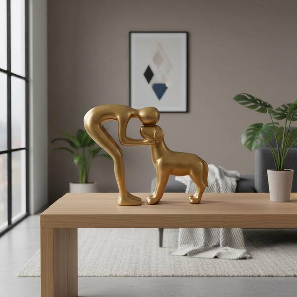 16 Inch Accent Table Decor, Bronze Resin, Artistic Gesturing Human Design