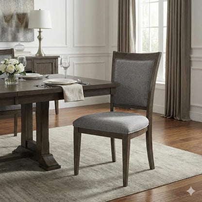 Koa Dining Armchair Set of 2, Padded Seat and Back, Driftwood Brown
