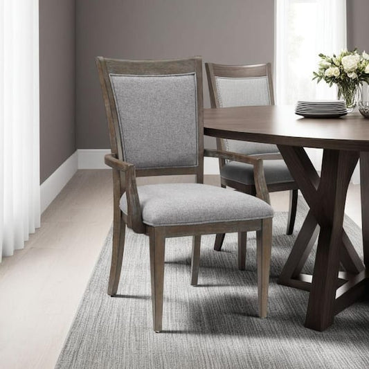 Koa Dining Armchair Set of 2, Padded Seat and Back, Driftwood Brown