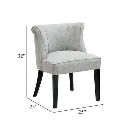 Vasu Accent Chair, Vertical Accents on Curved Back, Gray Polyester