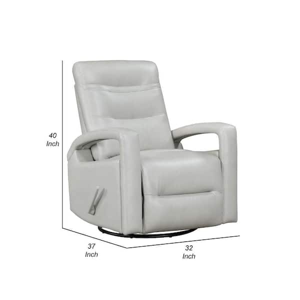 Kamo Manual Recliner Swivel Chair, 32 Inch, Smoke Gray Faux Leather