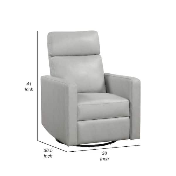 Yujo Recliner Chair, Manual, 30 Inch, Gray Faux Leather, 360 Swivel