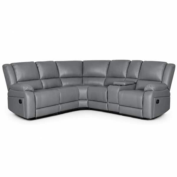 Gary Convertible Sofa with Fold-Down Table, Metal, Black Faux Leather