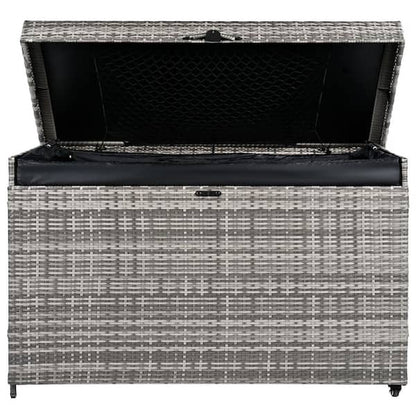 Jer Outdoor Storage Box with Gas Lift, 79 Inch Black Rattan Woven