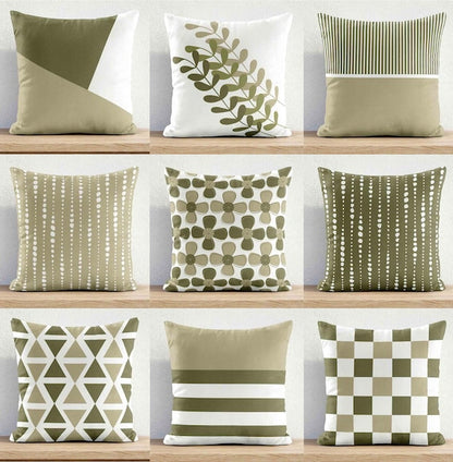Valey 16 Inch Accent Pillow Set of 4, Indoor Outdoor, Diamond Green White