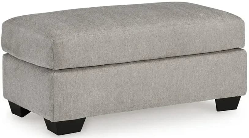 Delaney Ottoman, Flannel Gray Polyester, Soft Cushioned Top, 44 Inch