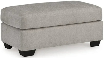Delaney Ottoman, Flannel Gray Polyester, Soft Cushioned Top, 44 Inch