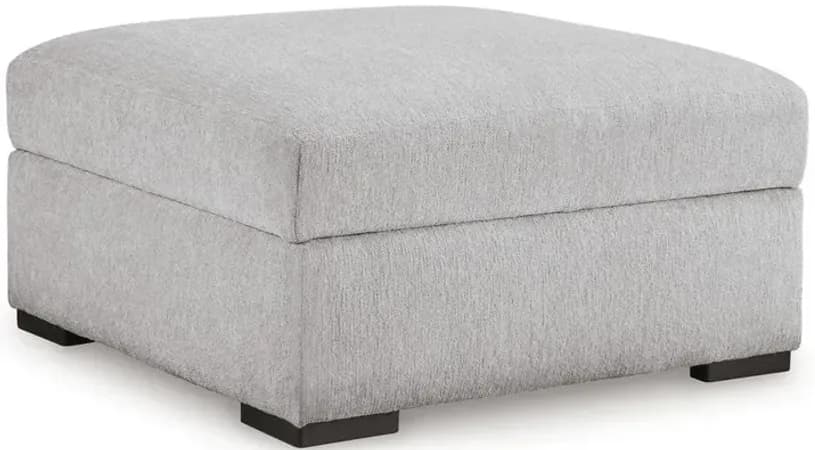 Gaby Low Profile Ottoman with Storage, Locking Wheels, Gray 37 Inch