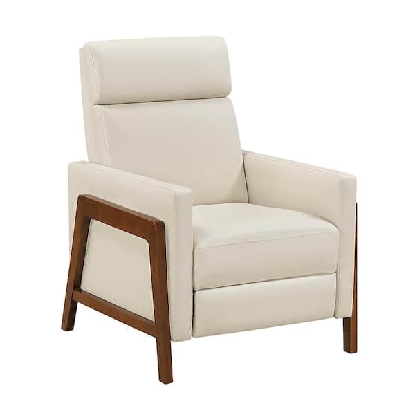 Verra Manual Recliner Lounge Chair, Walnut Tufted Faux Leather