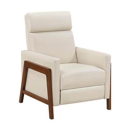 Verra Manual Recliner Lounge Chair, Walnut Tufted Faux Leather