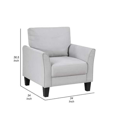Xumo Sofa Armchair, Light Gray 34 Inch, Black Tapered Wood Legs