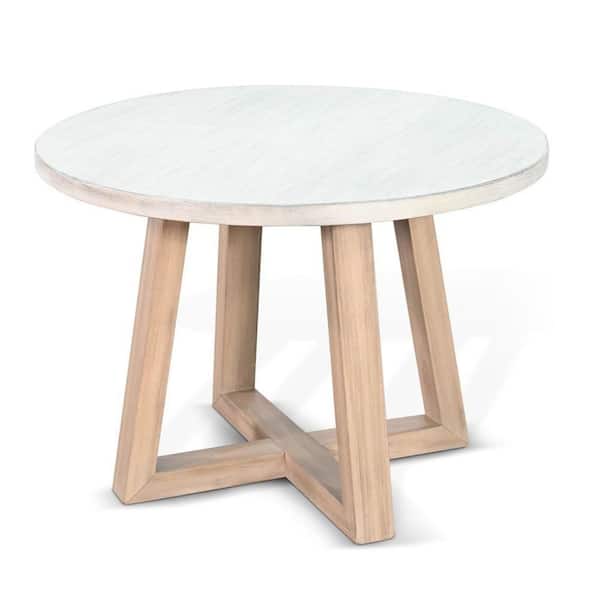 Dilly Side End Table, Cross Pedestal Base, Light Gray, 28 Inch Solid Wood