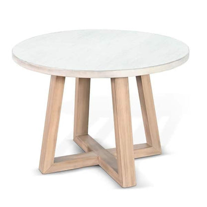 Dilly Side End Table, Cross Pedestal Base, Light Gray, 28 Inch Solid Wood