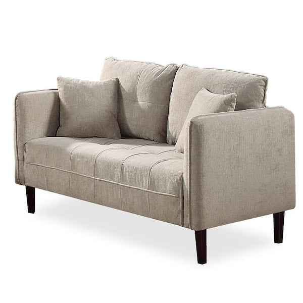 Jory Armchair Set of 2, Beige Chenille, Slim Black Metal Legs
