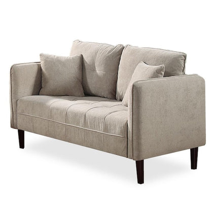 Jory Armchair Set of 2, Beige Chenille, Slim Black Metal Legs