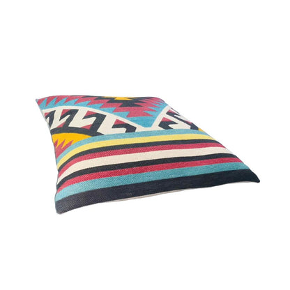 24 x 24 Square Cotton Accent Throw Pillows, Geometric Aztec Pattern, Set of 2, Multicolor