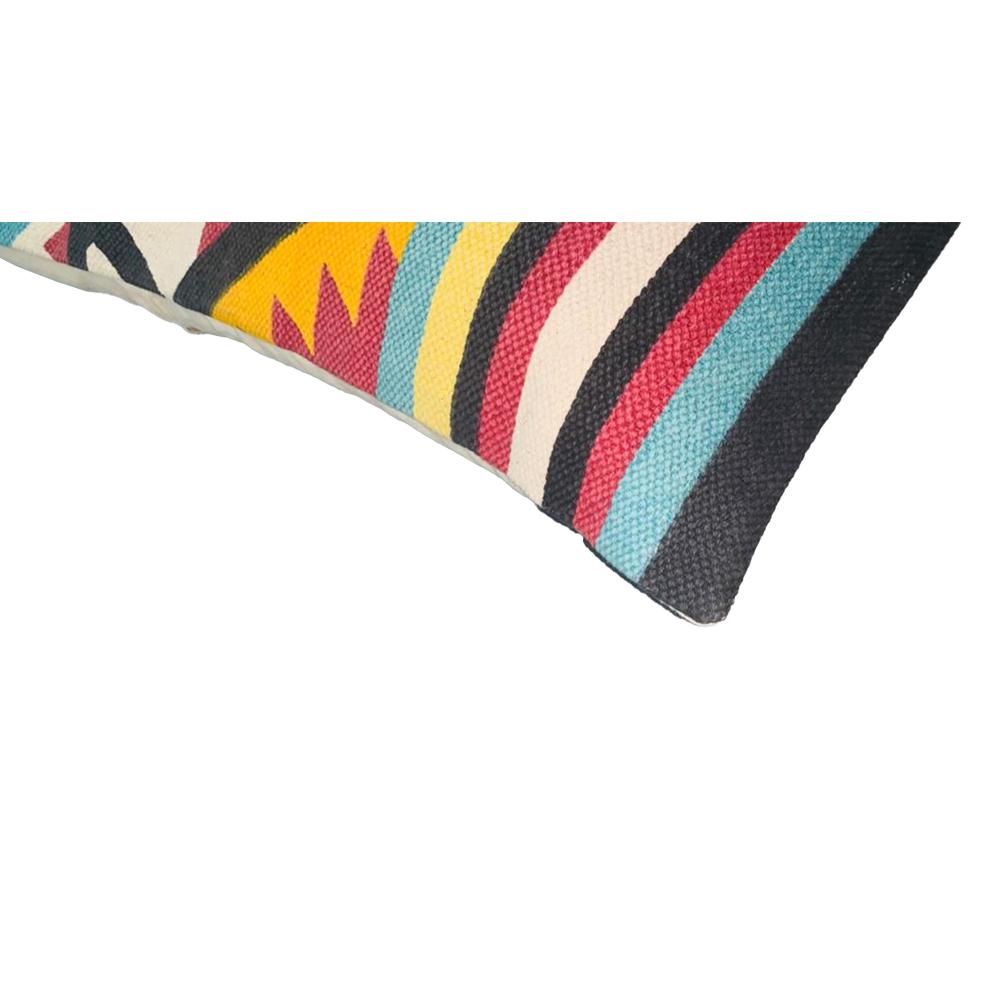 24 x 24 Square Cotton Accent Throw Pillows, Geometric Aztec Pattern, Set of 2, Multicolor