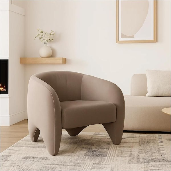 Lery Accent Chair, Green Winter Moss Performance Velvet, Curved Design