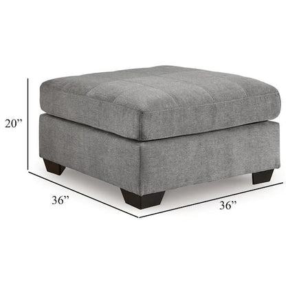 Marlow Oversize Ottoman, Stitch Details, Muted Blue Polyester 36 Inch