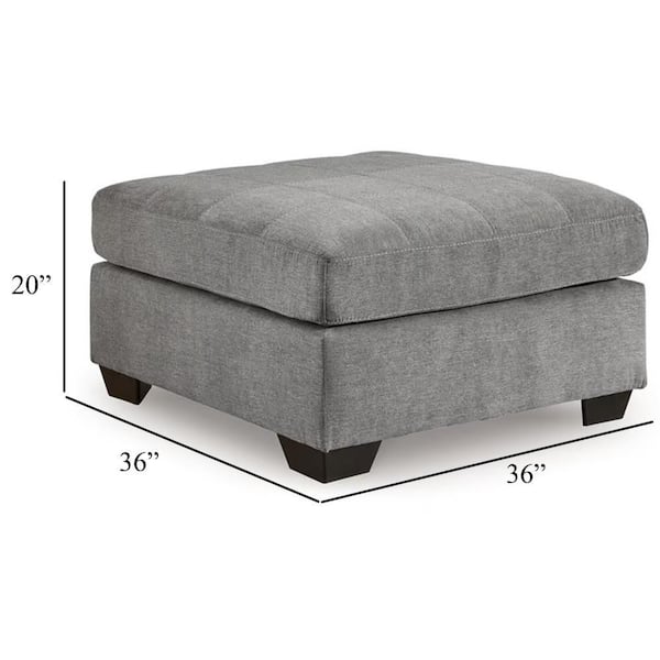 Marlow Oversize Ottoman, Stitch Details, Muted Blue Polyester 36 Inch