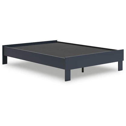 Cian Twin Size Platform Bed, Shaker Style Design, Navy Blue Wood Frame