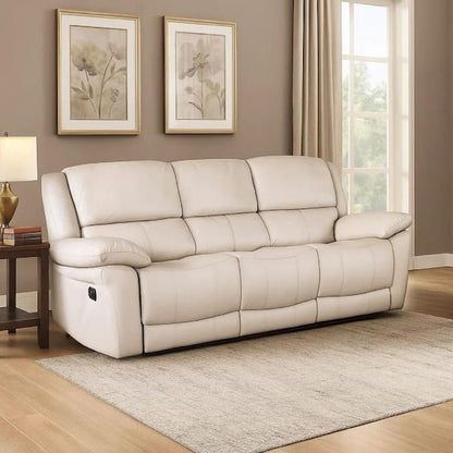 Larus Manual Recliner Chair, Pillow Top Arms, Off White Leather Match