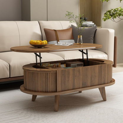 Mao Sofa Console Table, 60 Inch Narrow Top and Panel Legs, Rustic Brown