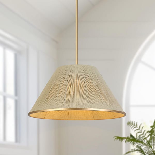 113 Inch Pendant Chandelier, 3 Tier Design, Beige Cotton Rope, Iron Frame