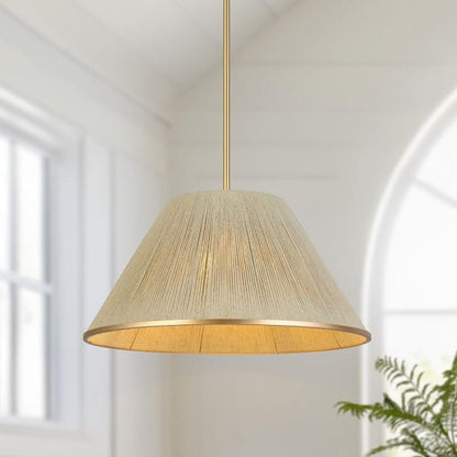 113 Inch Pendant Chandelier, 3 Tier Design, Beige Cotton Rope, Iron Frame