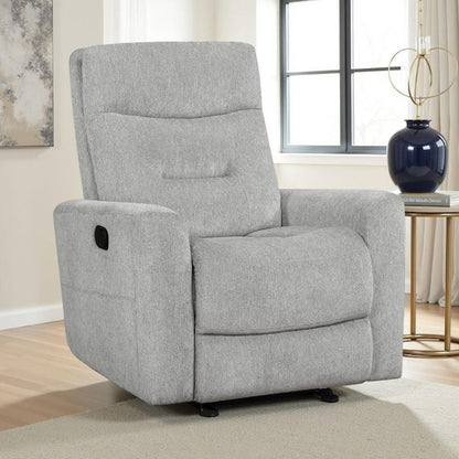 Lyns Manual Glider Recliner Armchair, Soft Gray Chenille, Solid Wood