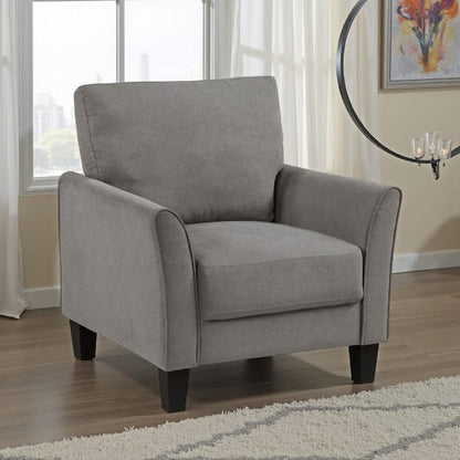 Xumo Sofa, Taupe Gray Fabric, 79 Inch, Black Tapered Wood Legs