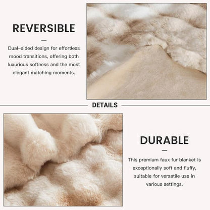 Tini 50x60 Throw Blanket, Rich Brown Faux Fur, One Sided Design