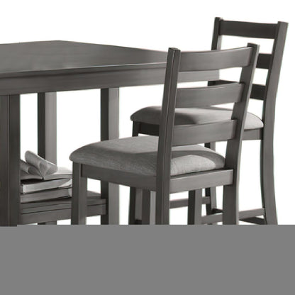 5 Piece Counter Height Dining Set, Table and 4 Chairs, Padded Seats, Gray - View 4