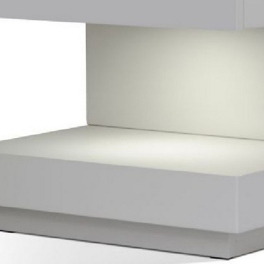 Contemporary Squared C Shaped Wooden Nightstand with LED Light, Gray - View 3