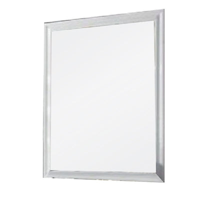 Tyra 39 Inch Wall Mirror, Rectangular Wood Frame, White