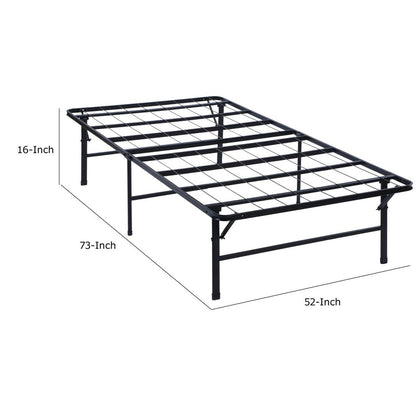 Adel Full Size Low Profile Bed, Foldable Metal Frame, Black - View 6