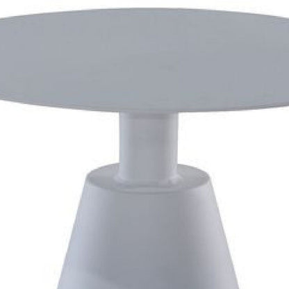 22 Inch Outdoor, Aluminum Side Table with Cone Shaped Base, White - View 4