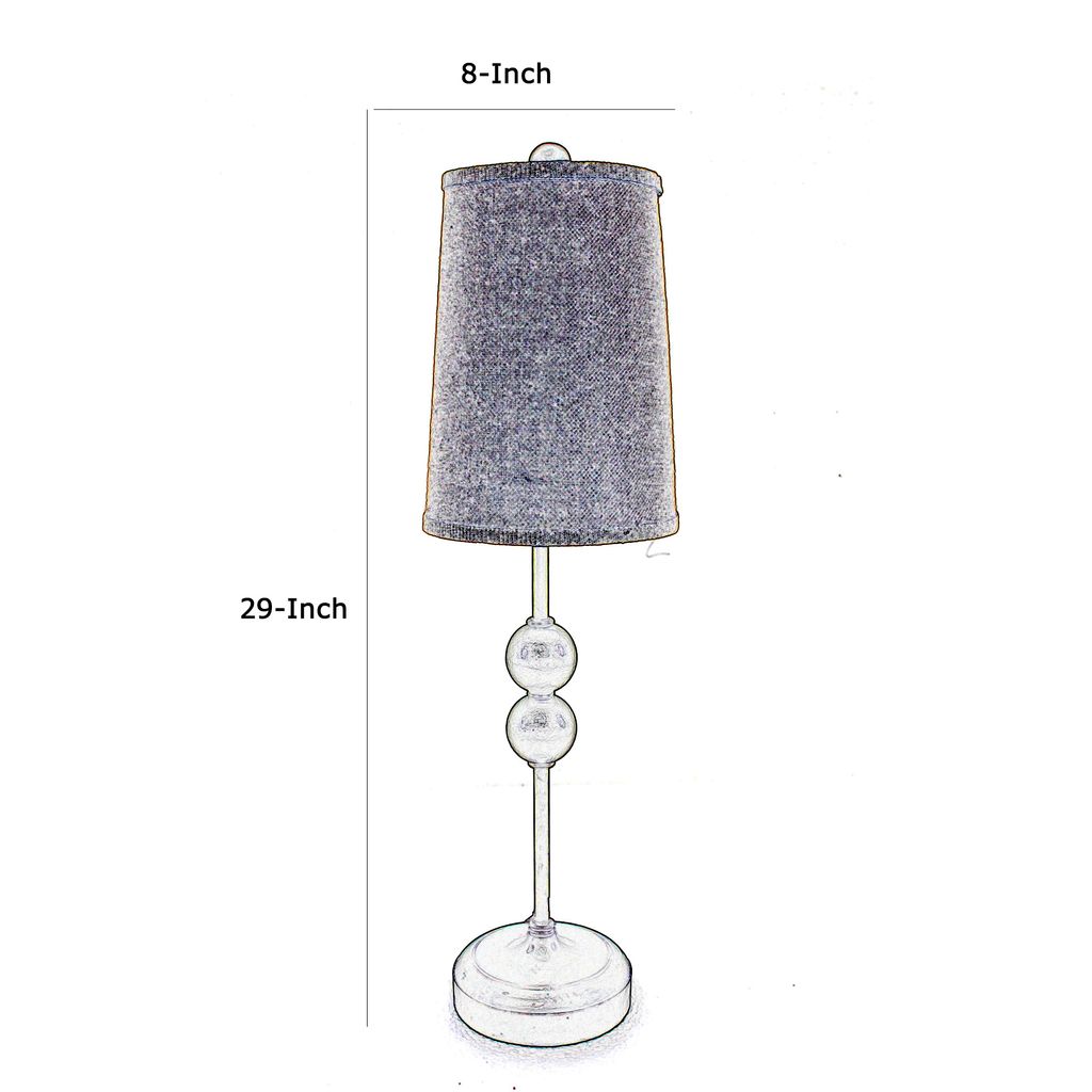 Metal Spindle Design Table Lamp Set of 2 with Cone Shade and Round Base, Black - View 5