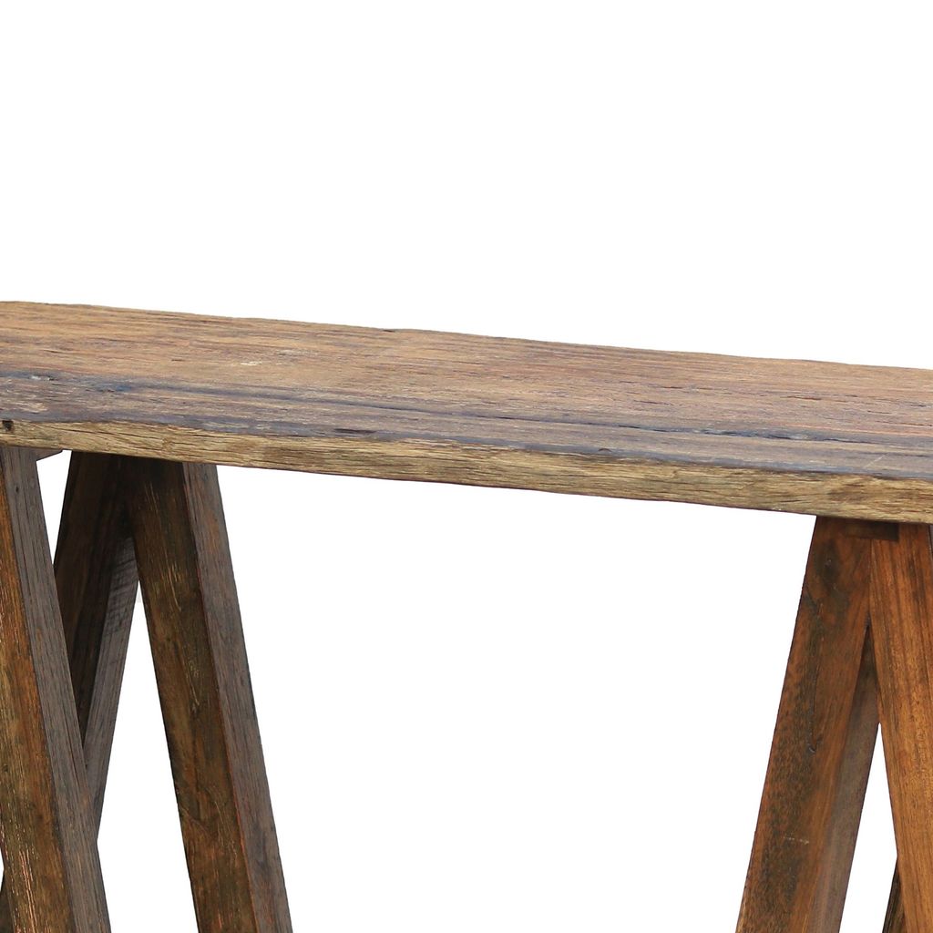 Drue 48 Inch Side Console Table, Textured Rustic Brown Wood Frame - View 2