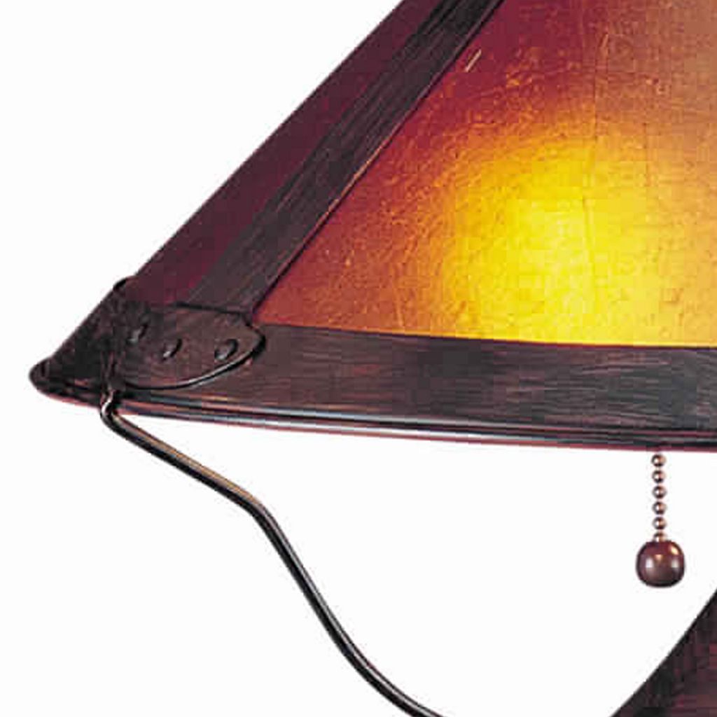 Pot Bellied Metal Body Table Lamp with Conical Mica Shade, Bronze - View 2