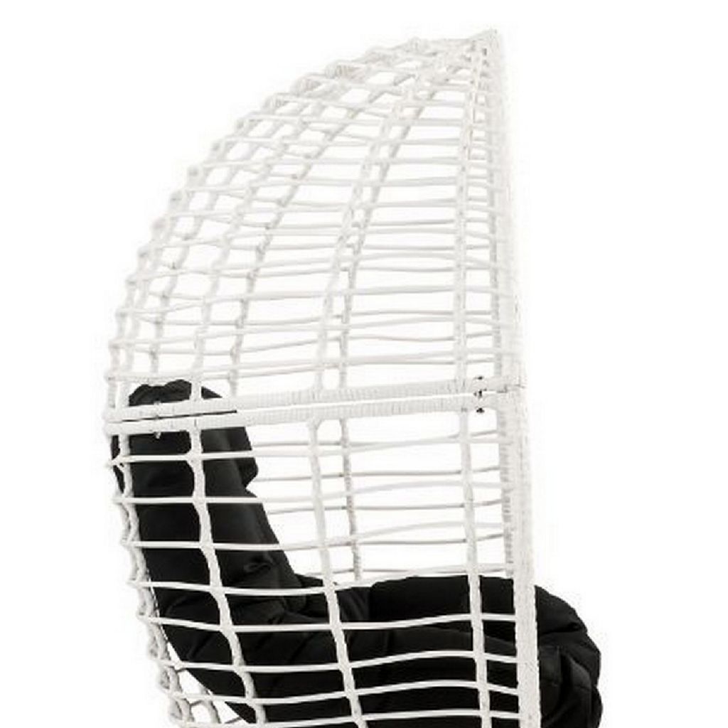 Wicker Patio Lounge Chair with Angled Metal Legs, White - View 7