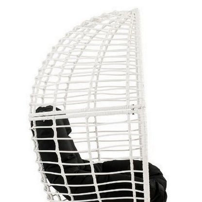 Wicker Patio Lounge Chair with Angled Metal Legs, White - View 7