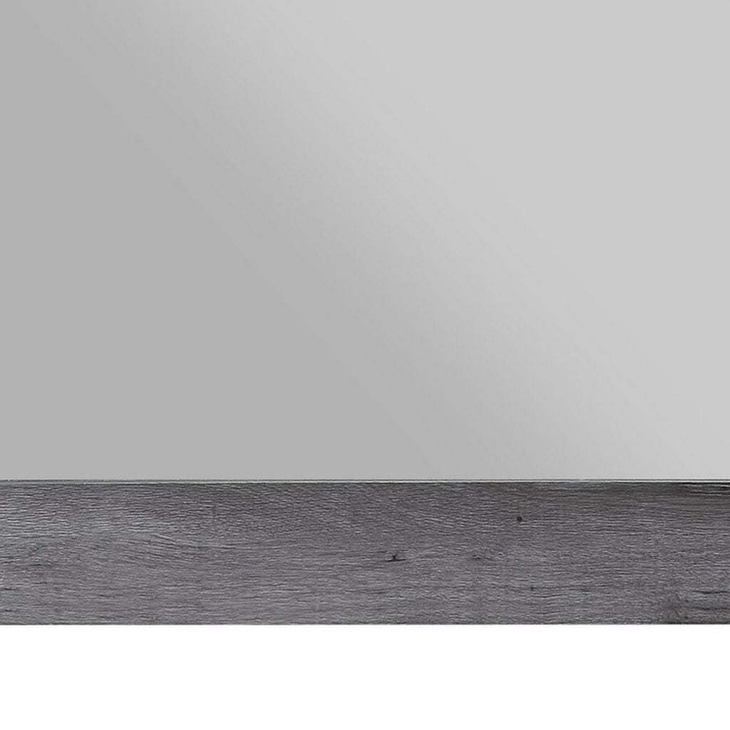 Traditional Wooden Wall Mirror with Rustic Style, Gray - View 5