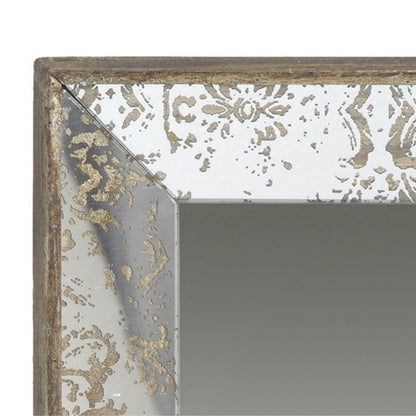 Filo 15 Inch Square Accent Wall Mirror, Raised Edges, Silver Wood Frame - View 2