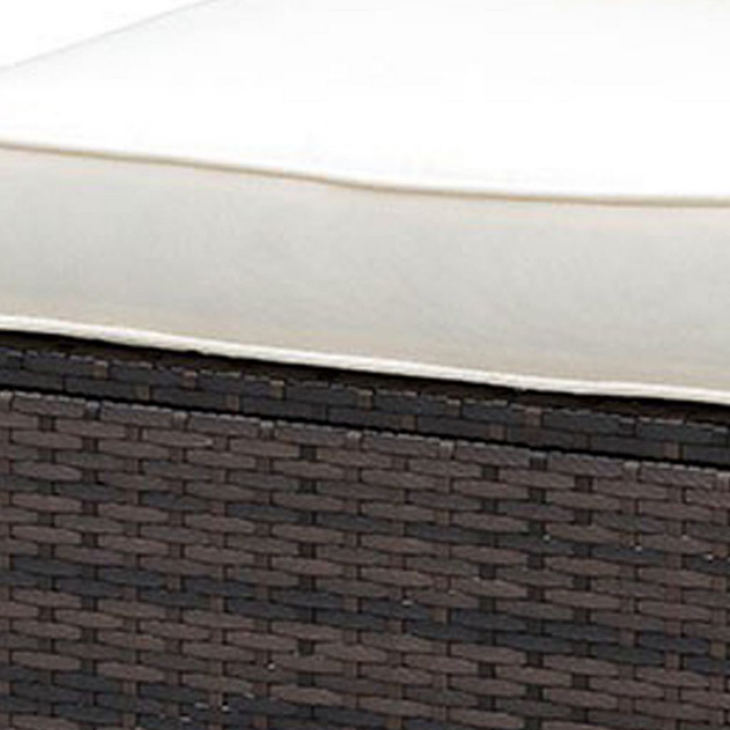 Aluminum Frame Patio Side Chair With Cushioned Seating, Ivory & Espresso Brown - View 5