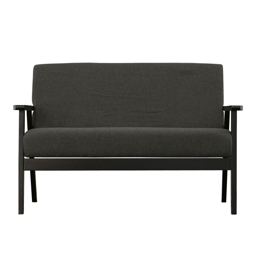 Gala 45 Inch Modern Loveseat Bench, Dark Gray Fabric, Jet Black Wood Frame - View 4