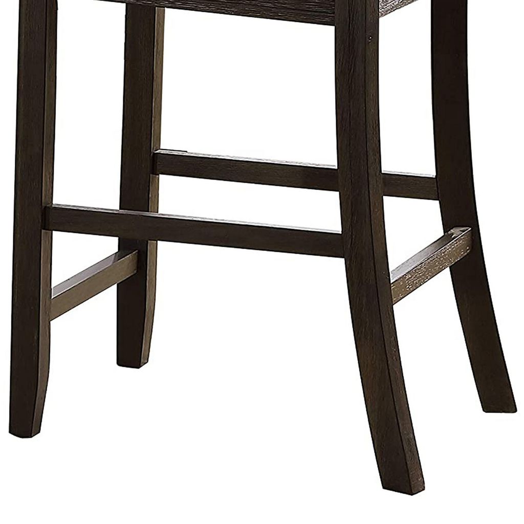 Wooden Counter Height Side Chair with Ladder Backrest, Set of 2, Dark Brown - View 5