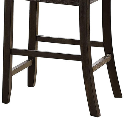 Wooden Counter Height Side Chair with Ladder Backrest, Set of 2, Dark Brown - View 5