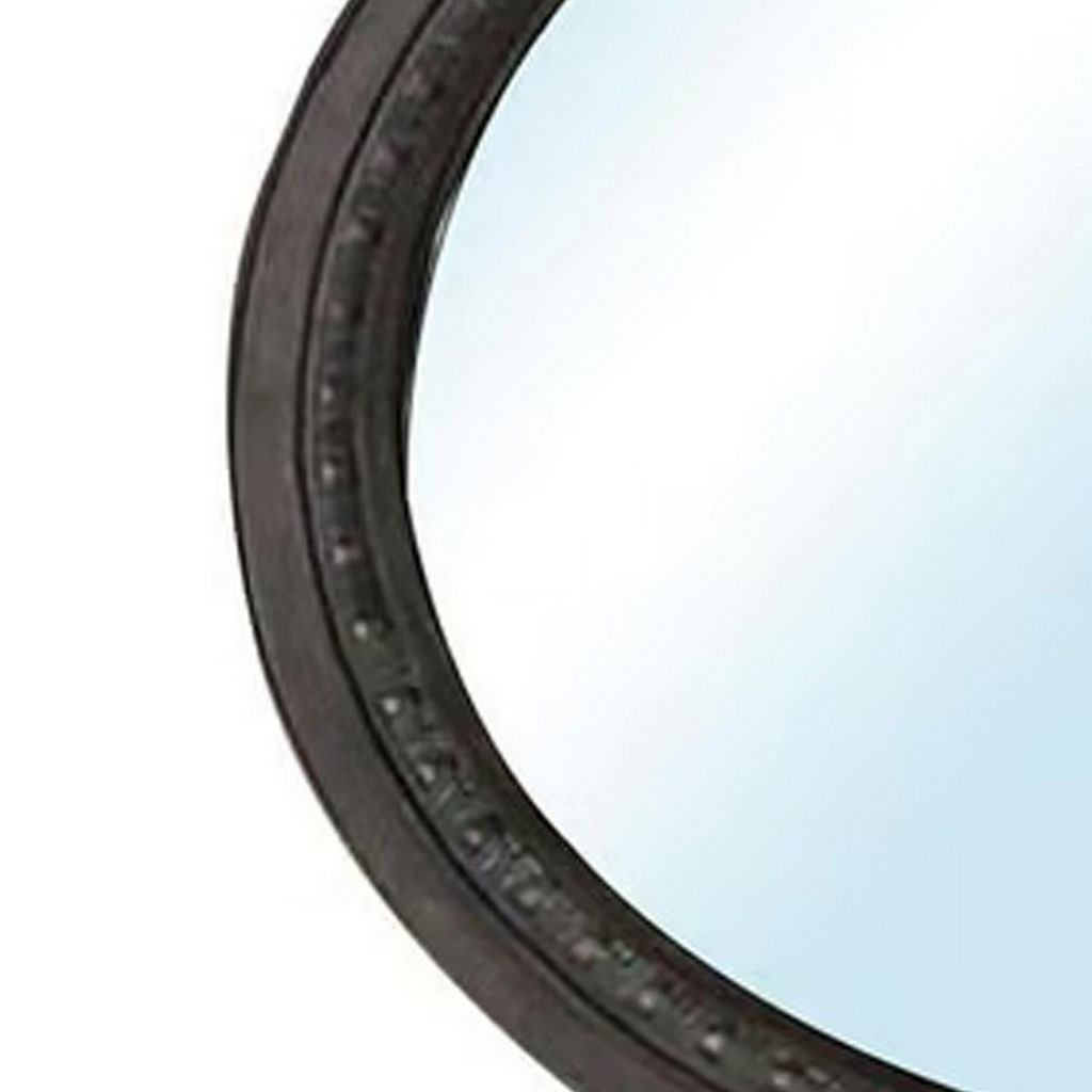 Oval Wall Mountable 5mm Beveled Mirror, Rustic Natural Brown - View 3